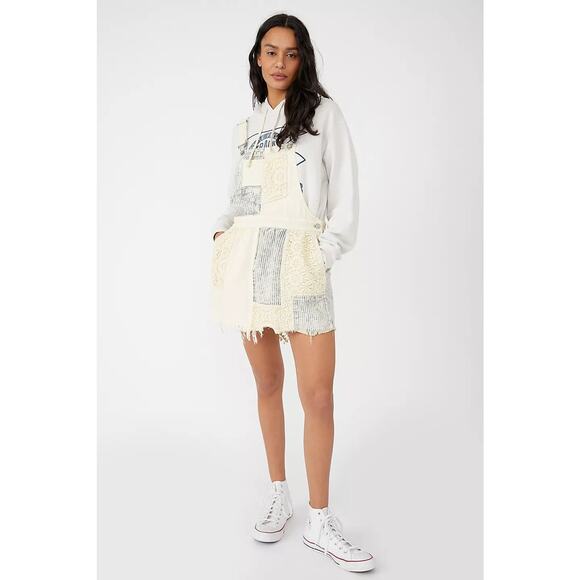 Free People Lottie Patched Jumper Mixed Ivory - S - Picture 1 of 4